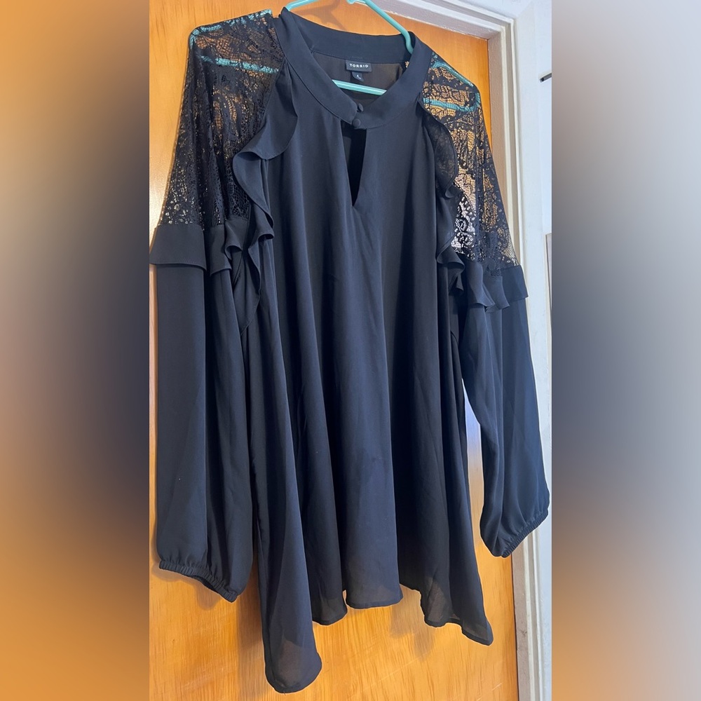 Torrid Georgette Crochet Inset Top Torrid 4